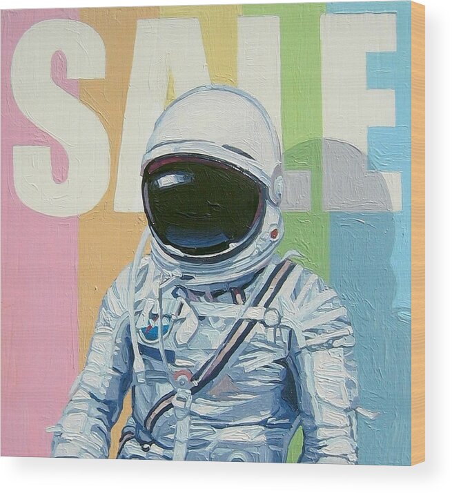 Astronaut Wood Print featuring the painting Sale by Scott Listfield