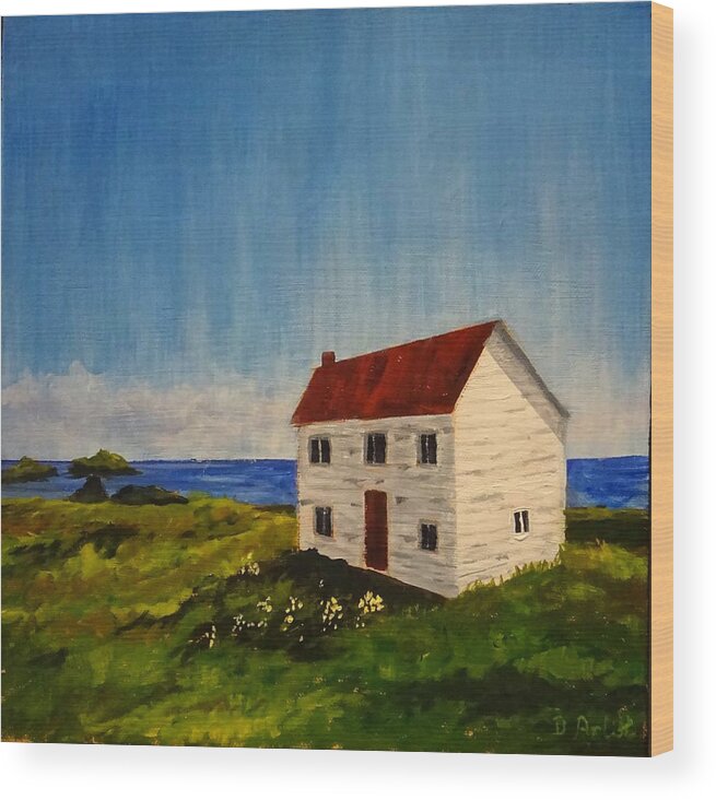 Newfoundland Wood Print featuring the painting Saltbox House by Diane Arlitt