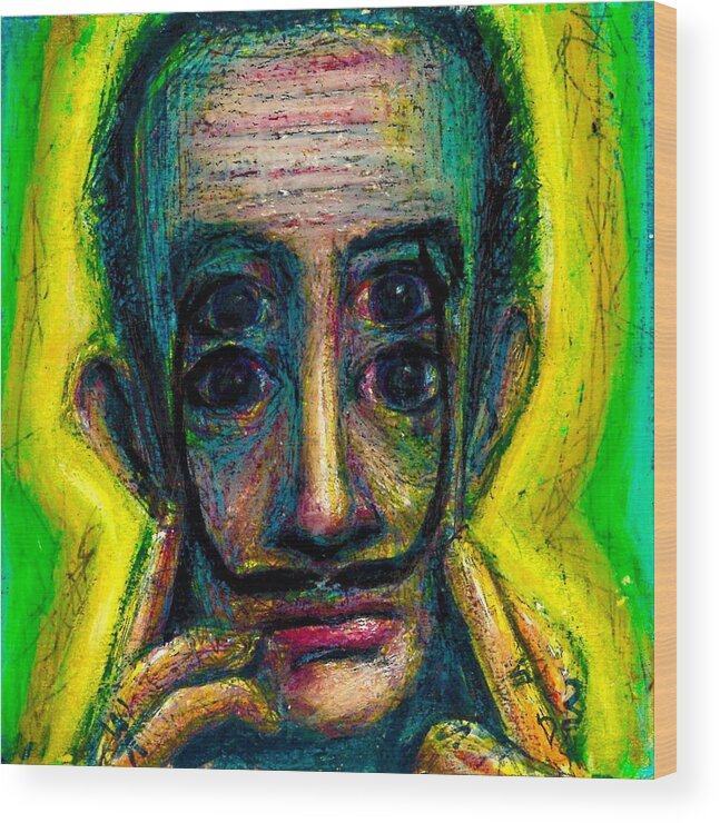  Wood Print featuring the drawing Salvador Dali by David Weinholtz