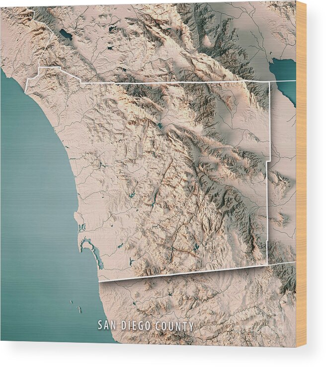 San Diego County California Usa 3d Render Topographic Map Neutra