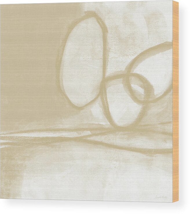 Abstract Wood Print featuring the painting Sand and Stone 6- Contemporary Abstract Art by Linda Woods by Linda Woods