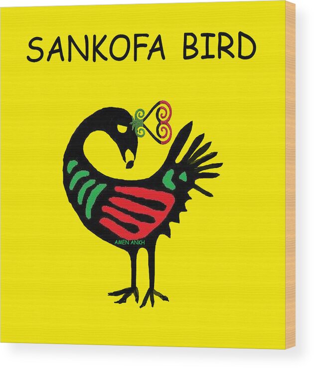 Sankofa Bird Wood Print featuring the digital art Sankofa Bird by Adenike AmenRa