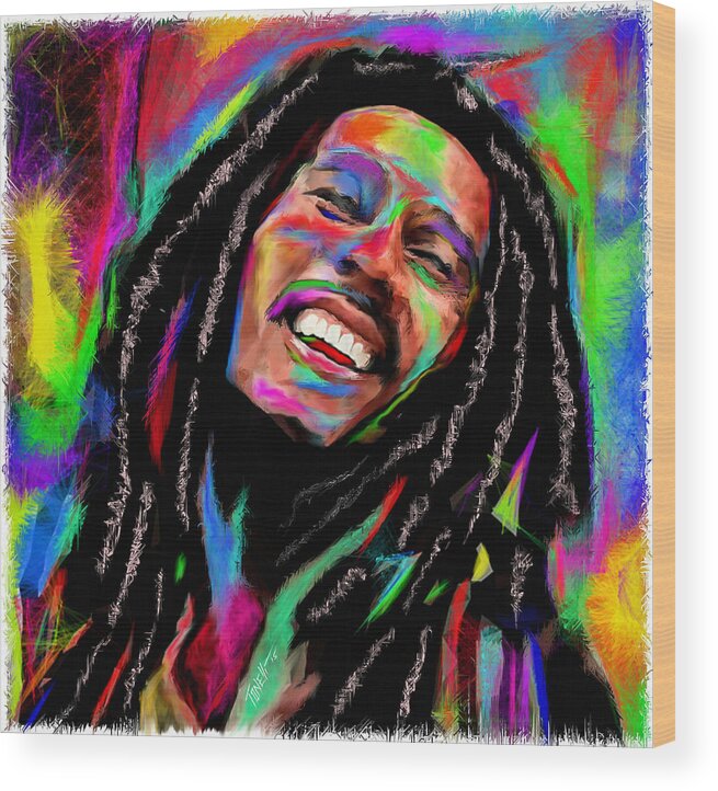 Bob Marley Wood Print featuring the painting Satisfy My Soul... by Mark Tonelli