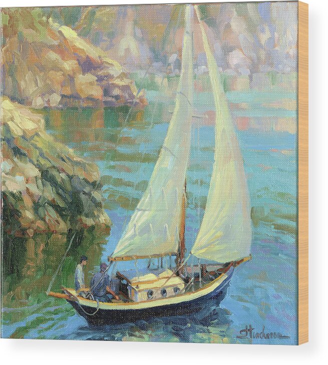 Sailboat Wood Print featuring the painting Saturday by Steve Henderson