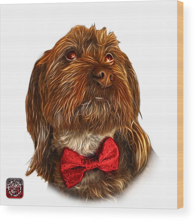 Schnoodle Wood Print featuring the painting Schnoodle Pop Art - 3687 by James Ahn