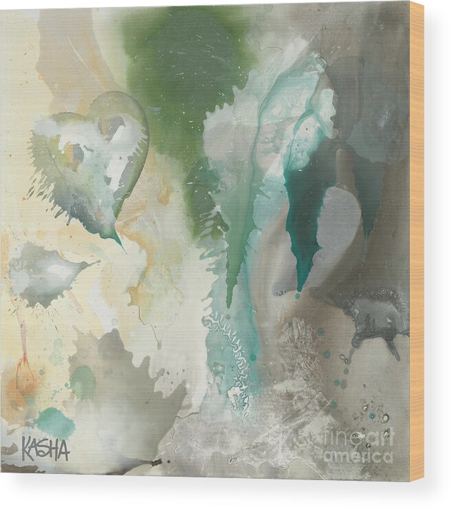 Minty Wood Print featuring the painting Seafoam by Kasha Ritter