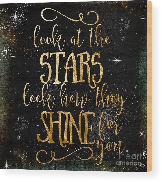 #faaAdWordsBest Wood Print featuring the painting See How The Stars Shine by Mindy Sommers