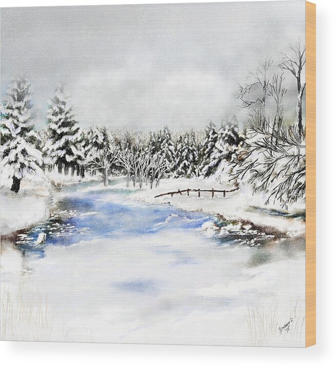 Montana Art Wood Print featuring the painting Seeley Montana Winter by Susan Kinney