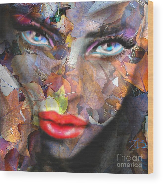 Angie Braun Wood Print featuring the painting Sensual Eyes Autumn by Angie Braun