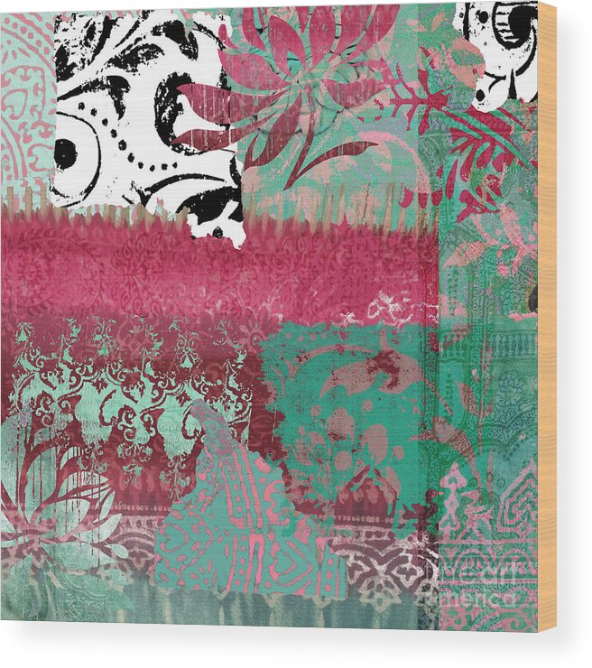 Fabric Wood Print featuring the painting Serendipity Damask Batik I by Mindy Sommers