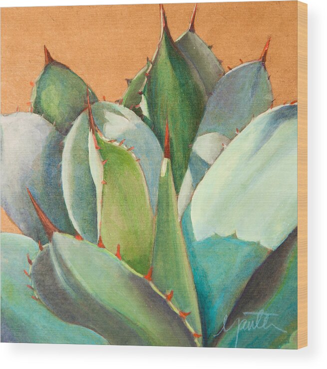 Agave Wood Print featuring the painting Shadow Dance 2 by Athena Mantle