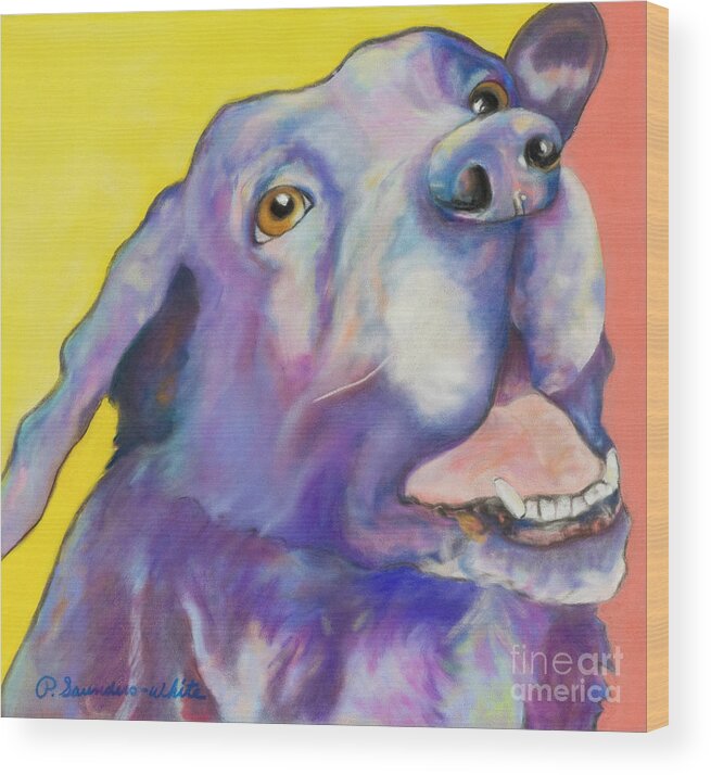 Labrador Retriever Wood Print featuring the pastel Shadow by Pat Saunders-White