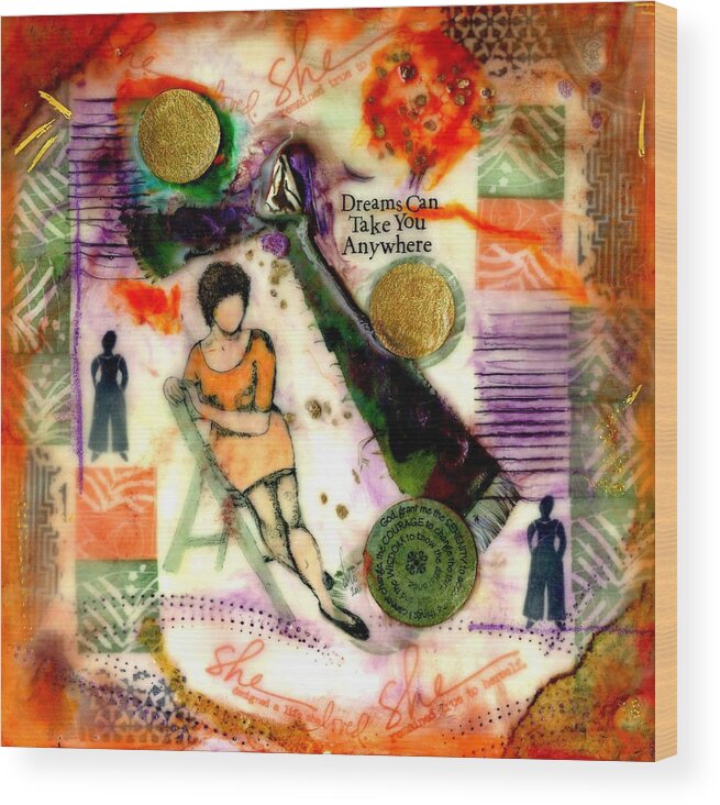 Wood Wood Print featuring the mixed media She Remained True by Angela L Walker