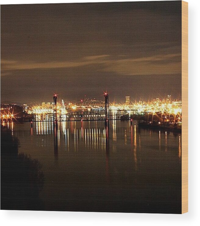 Reflection Wood Print featuring the photograph Shot From #st_johns Bridge In #portland by Logan Neet
