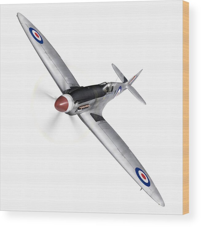 Silver Spitfire Wood Print featuring the photograph Silver Spitfire PR XIX cutout by Gary Eason