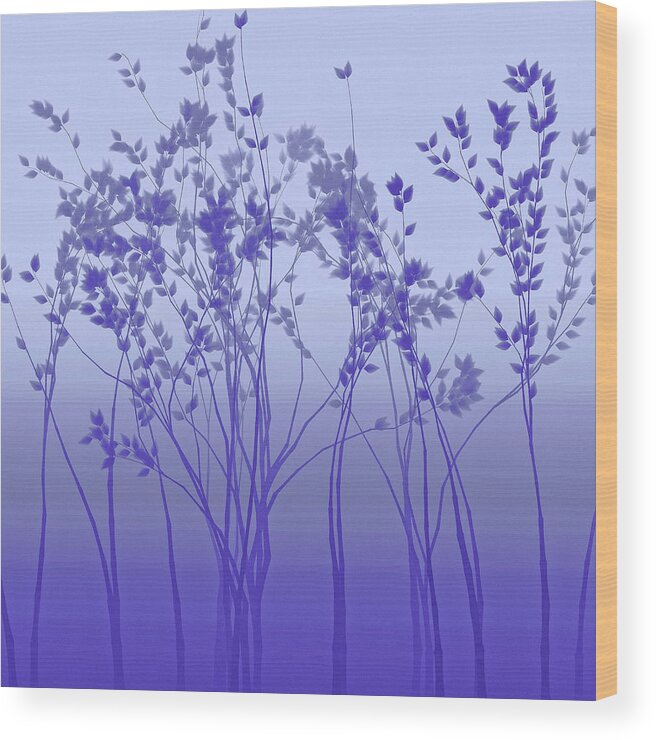 Purple Tree Silhouette Wood Print featuring the digital art Silver Twilight by Susan Maxwell Schmidt