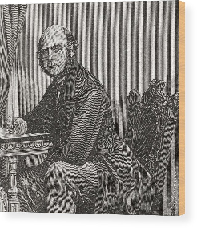 Welsh Wood Print featuring the drawing Sir Francis Galton, 1822 by Vintage Design Pics
