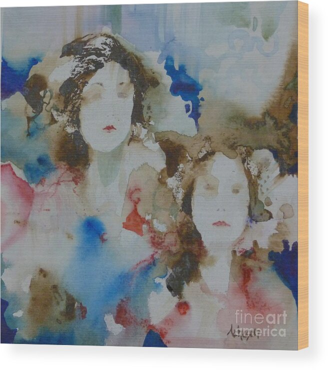 Woman Wood Print featuring the painting Sisters by Donna Acheson-Juillet