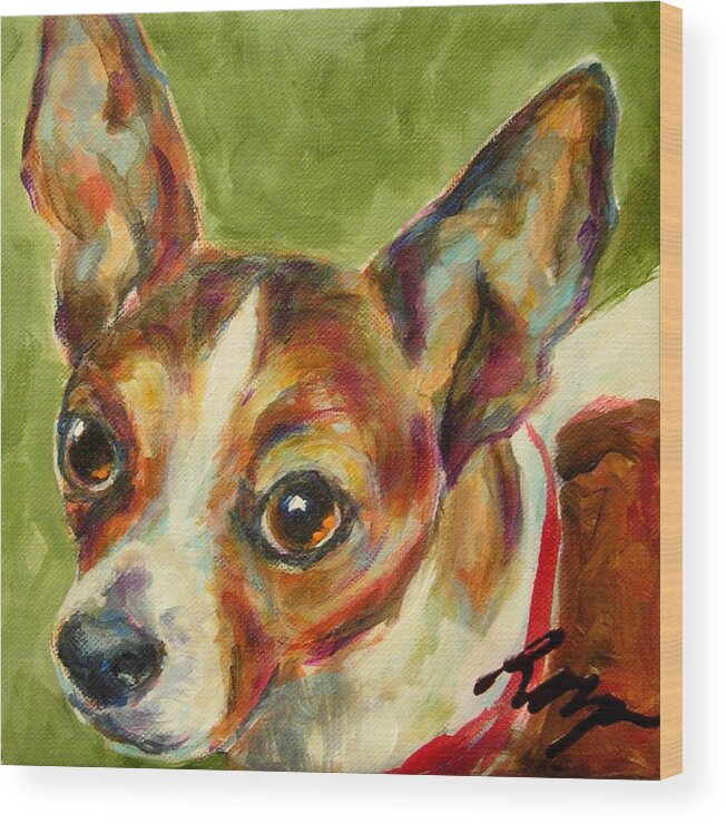 Dogs Wood Print featuring the painting Skippy by Judy Rogan