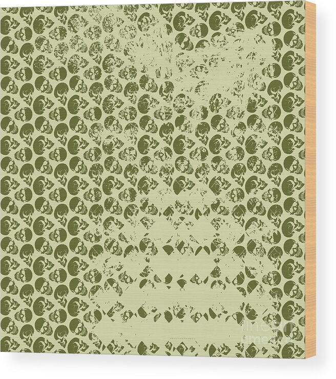 Abstract Wood Print featuring the digital art Skull Art background - Khaki by Xrista Stavrou