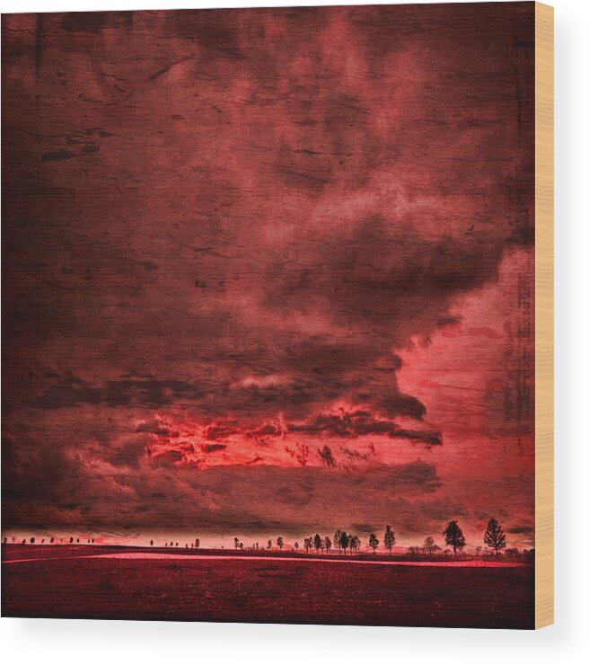 Sky Wood Print featuring the photograph Sky Is Crying by Philippe Sainte-Laudy