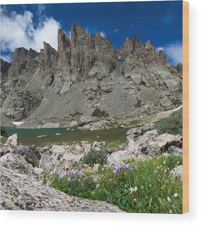 Sky Wood Print featuring the photograph Sky Pond - Rocky Mountain National Park by Aaron Spong