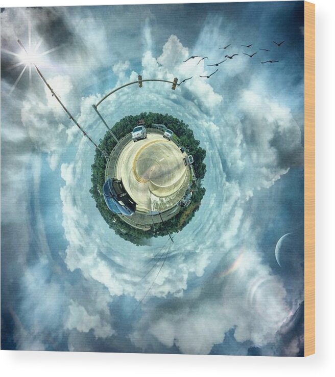 Clouds Wood Print featuring the photograph Small World #circular #tinyworld by Joan McCool