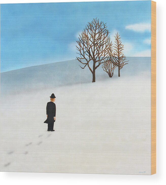 Modern Art Wood Print featuring the painting Snow Day by Thomas Blood