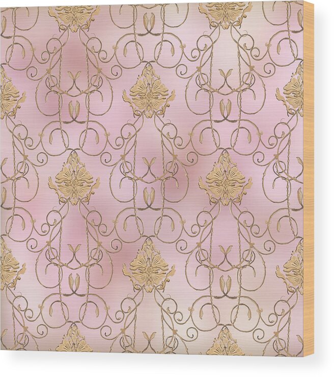 French Wood Print featuring the painting Softly Summer - French Parisian Apartment Damask Lilac by Audrey Jeanne Roberts