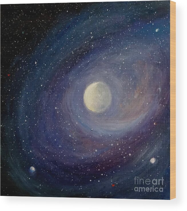 Moon Wood Print featuring the painting Solar Wind by Fred Wilson