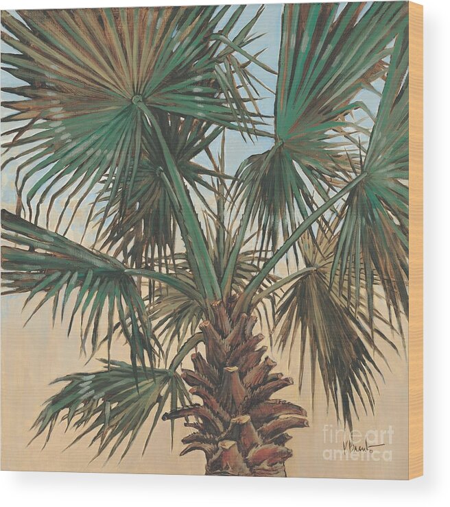Palm Wood Print featuring the painting Solitary Palm by Paul Brent