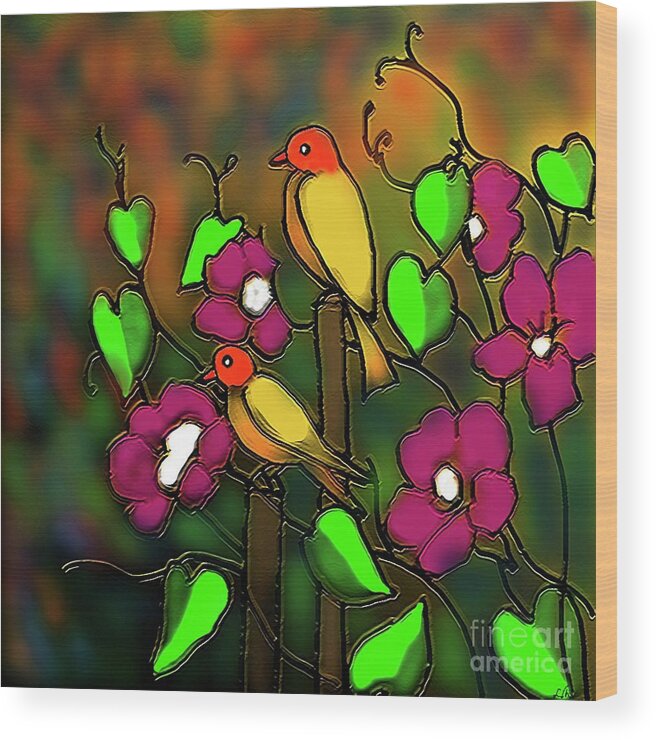 Bird Painting Wood Print featuring the digital art Songs Of October by Latha Gokuldas Panicker