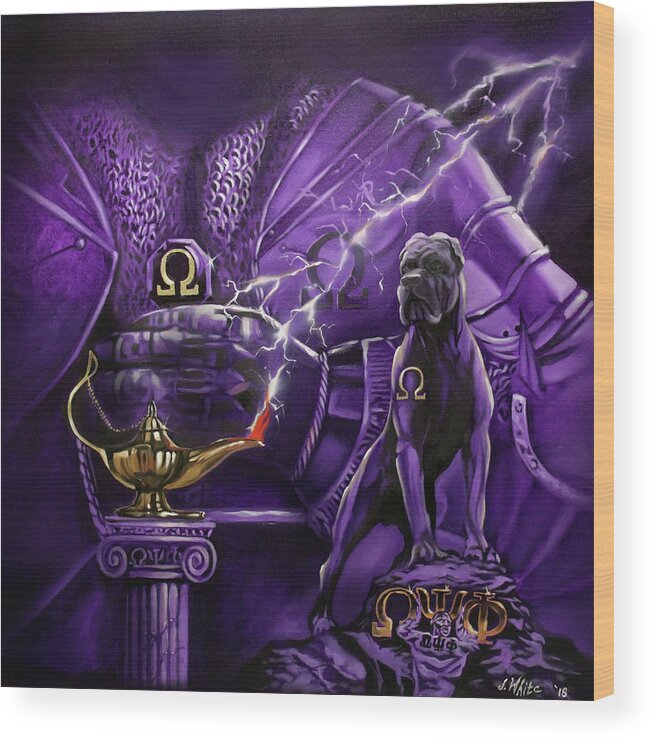 Omega Psi Phi Wood Print featuring the painting Sons of Blood and Thunder by Jerome White