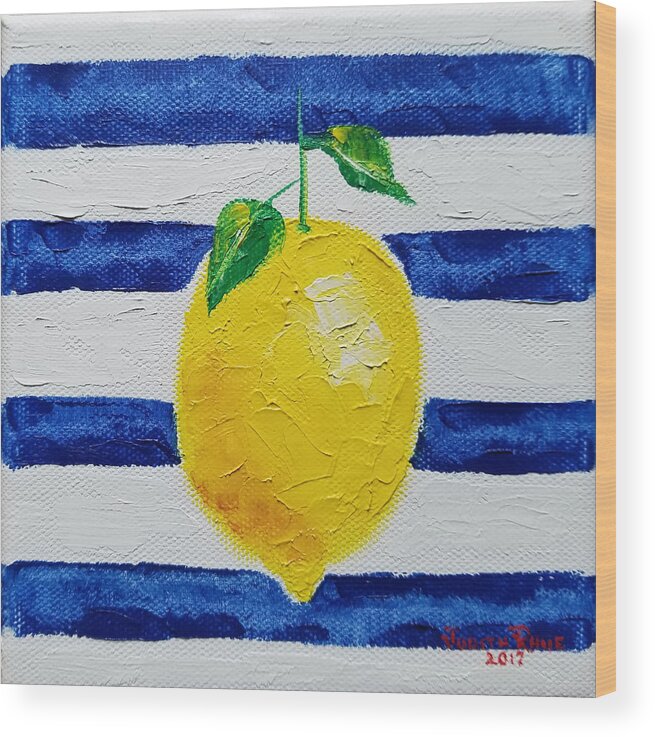 Lemon Wood Print featuring the painting Sorrento Lemon by Judith Rhue