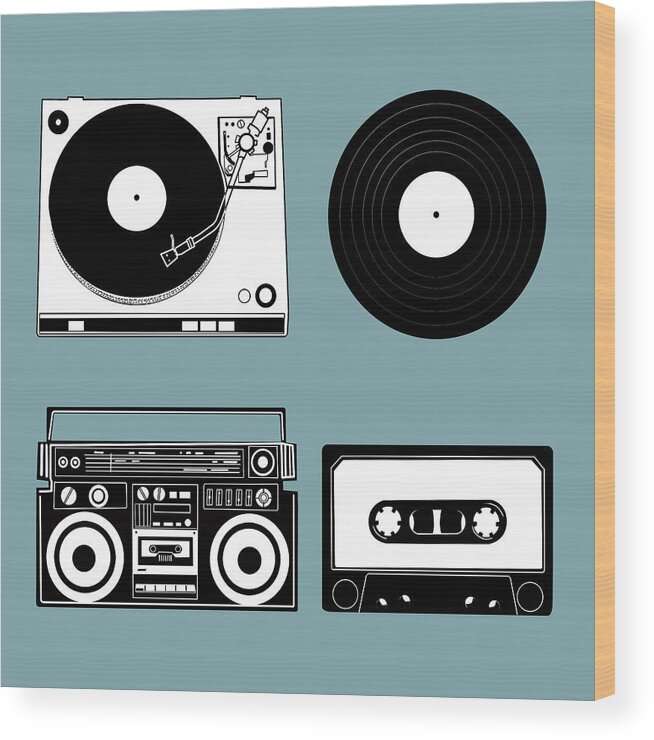 Retro Wood Print featuring the digital art Sound Evolution 11 by Bekim M