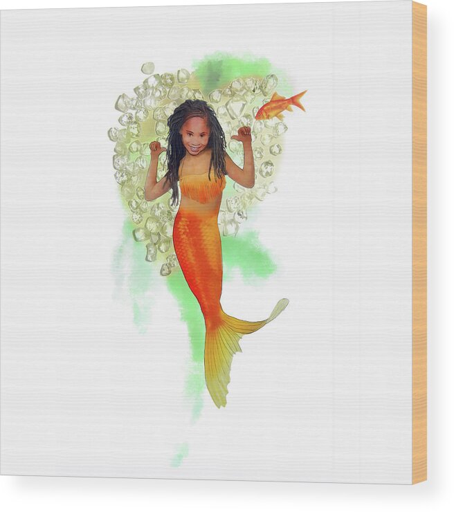 Mermaid Wood Print featuring the digital art South African Mermaid by Frances Miller