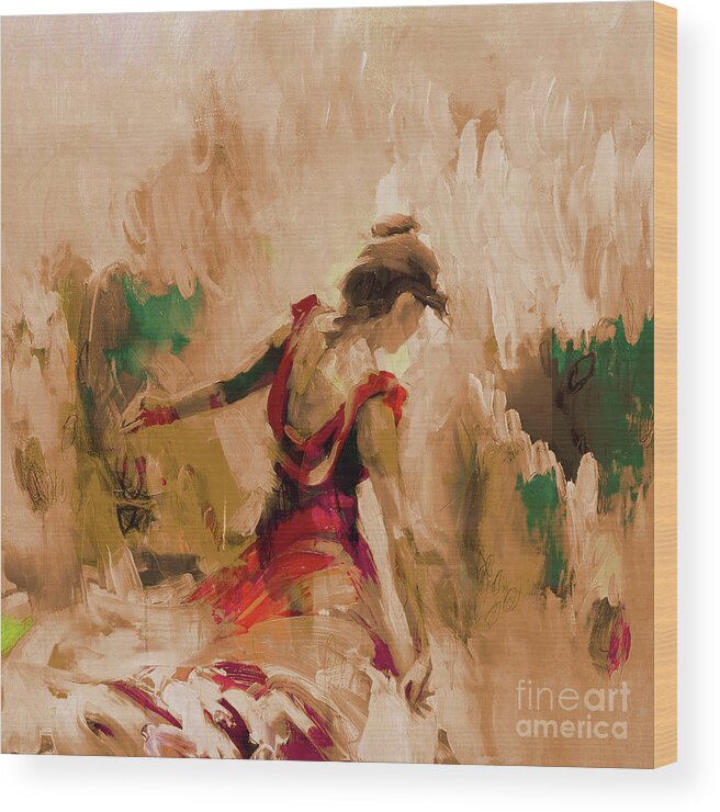 Dance Wood Print featuring the painting Spanish Dance Culture by Gull G