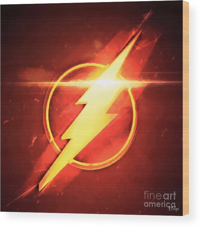 The Flash Wood Print featuring the digital art Speed Symbol by HELGE Art Gallery