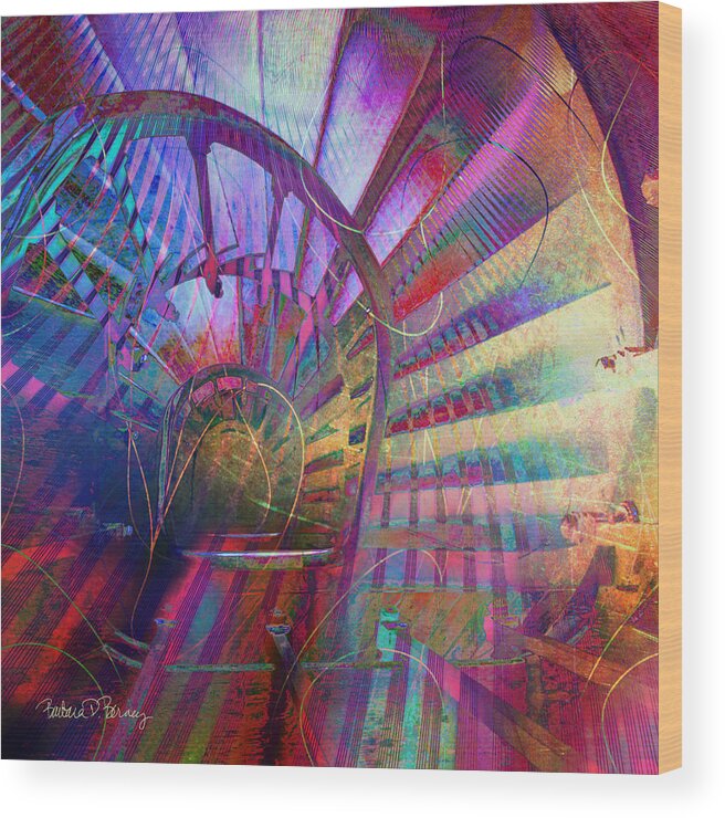 Spiral Wood Print featuring the digital art Spiral Staircase by Barbara Berney