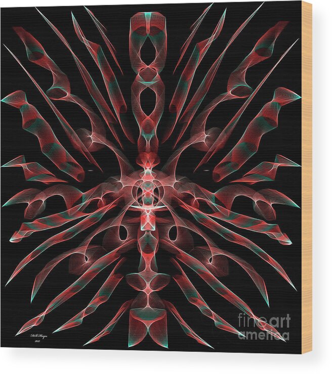 Abstract Wood Print featuring the digital art Spiritual by DB Hayes