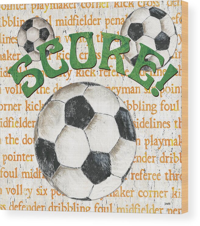 Soccer Wood Print featuring the painting Sports Fan Soccer by Debbie DeWitt