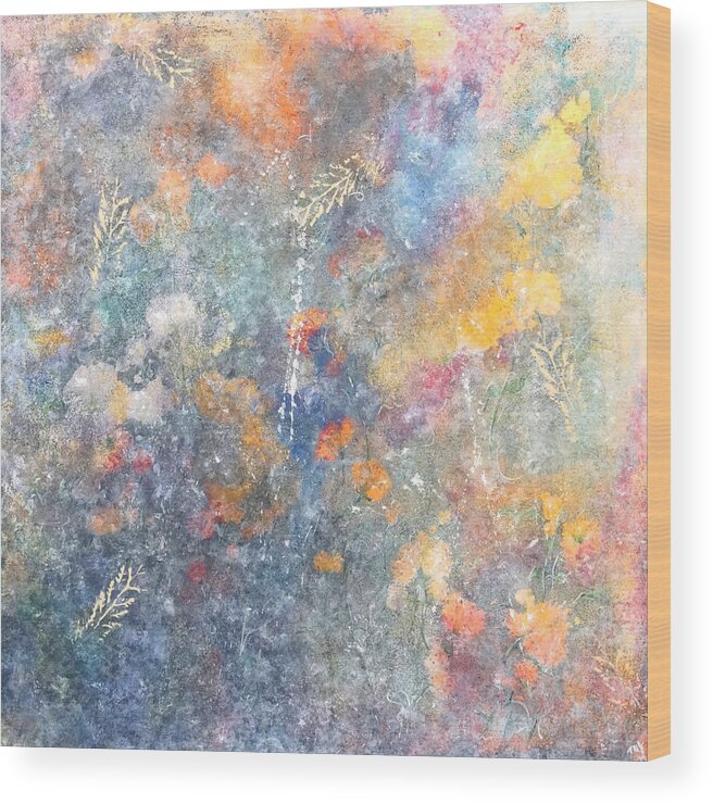 Abstract Wood Print featuring the painting Spring Creation by Theresa Marie Johnson