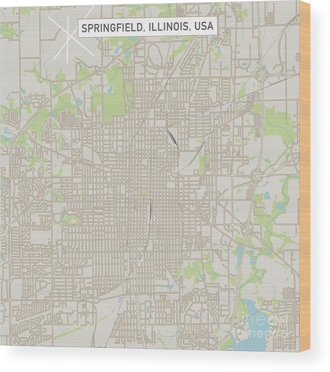 Springfield Wood Print featuring the digital art Springfield Illinois US City Street Map by Frank Ramspott