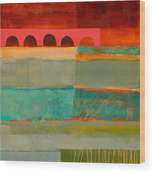 Abstract Art Wood Print featuring the painting Square Stripes by Jane Davies