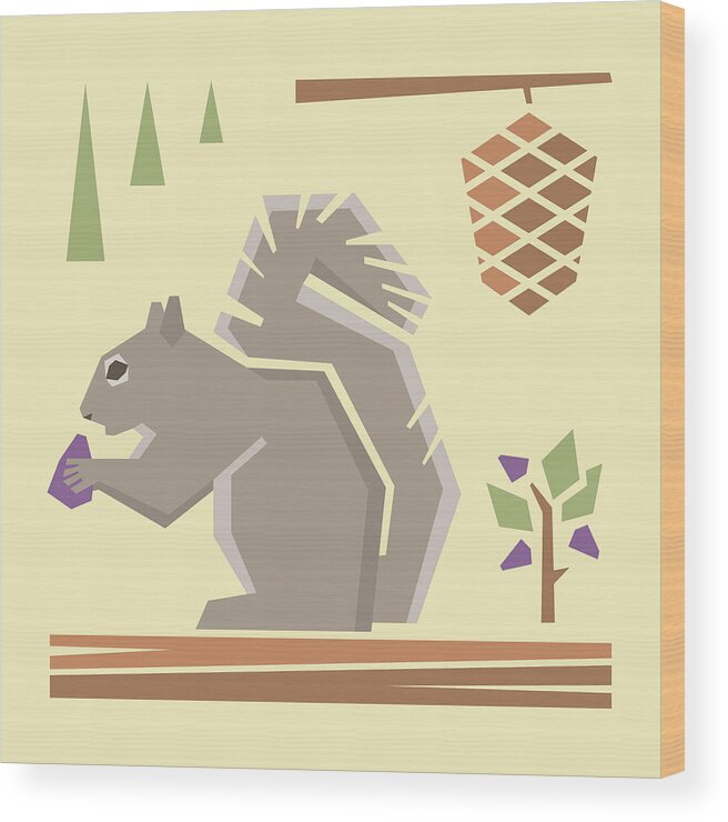 Icon Wood Print featuring the digital art Squirrel1 by Mitch Frey