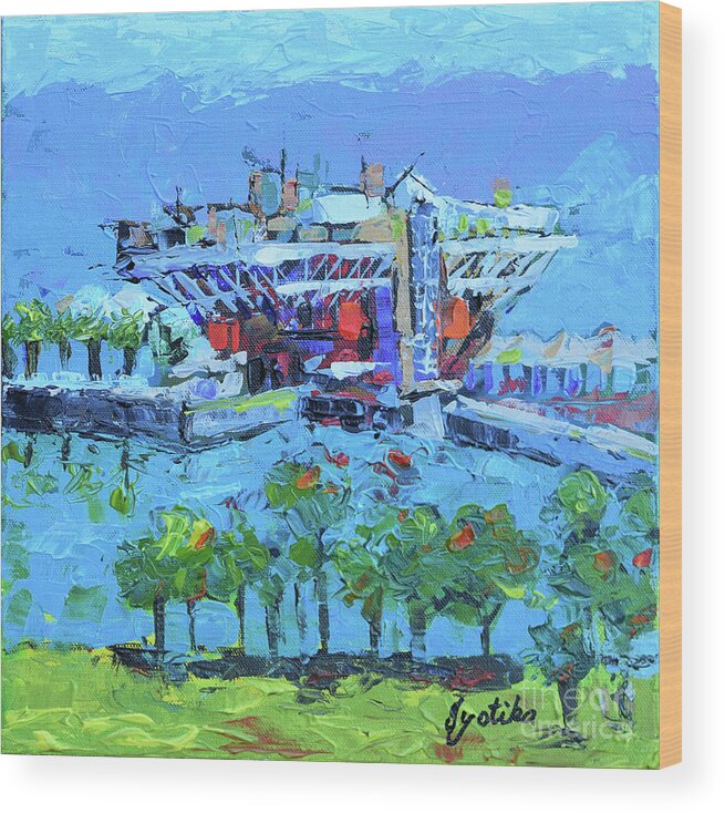  Wood Print featuring the painting St Pete Pier by Jyotika Shroff