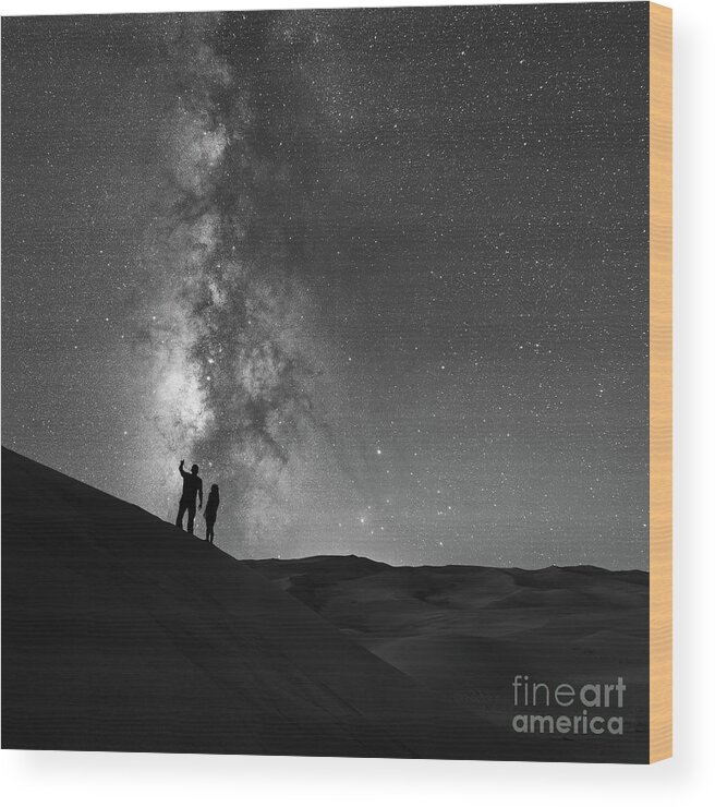 Star Crossed Lovers Wood Print featuring the photograph Stargazer BW by Michael Ver Sprill