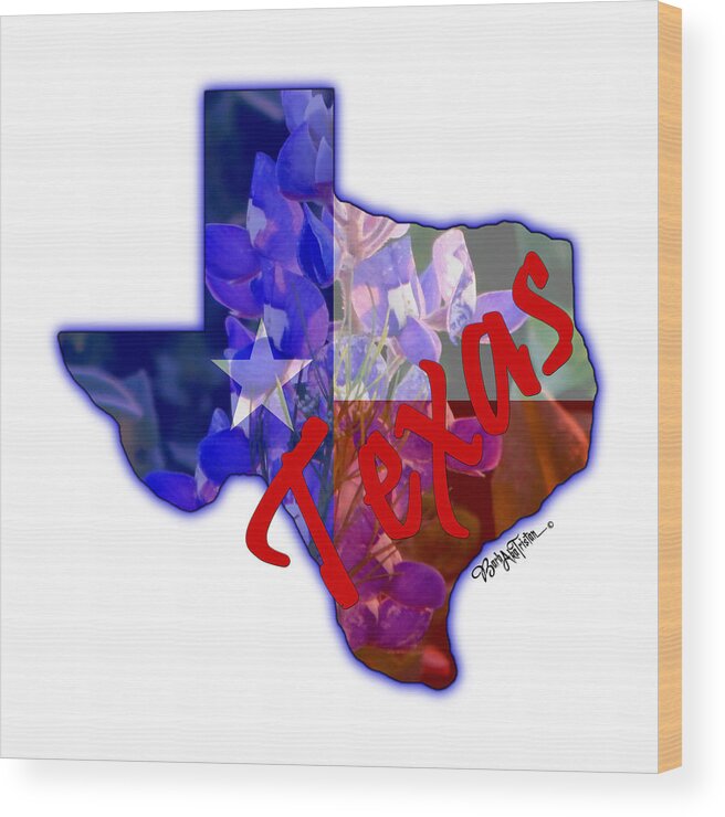 Texas Wood Print featuring the photograph State of Texas by Barbara Tristan