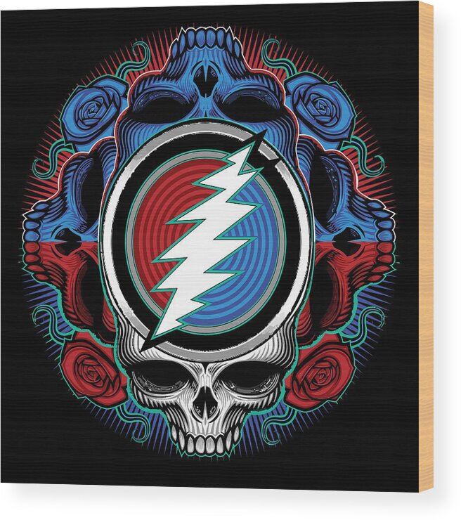 Steal Your Face Wood Print featuring the digital art Steal Your Face - Ilustration by The Bear