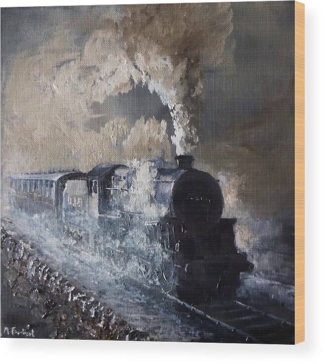 Steam Wood Print featuring the painting Steam On The Misty Moors by Asa Jones